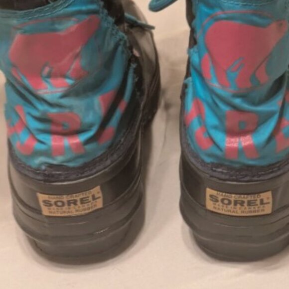 Sorel Handmade Snow Boots Womens 6 Multicolor 12 Inches Tall Front Laces - EUC - Picture 13 of 15